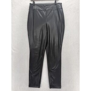 Buckle Black Leggings Womens Large Black Faux Leather High Rise Ankle Stretch